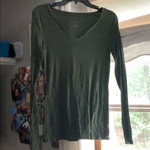 long sleeve olive green shirt